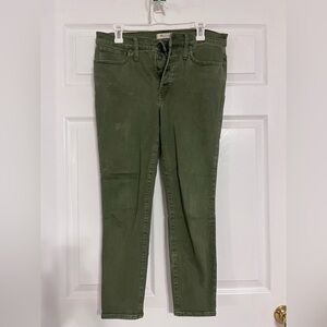 Madewell Olive Green 9” High-Rise Skinny Crop Jeans - Size 30